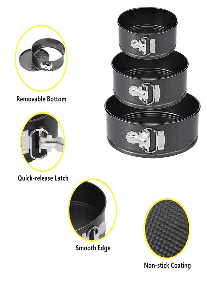 Tunyet Springform Pan, 3PCS 7,8,9 Inch Cheesecake Pans with Removable Bottom, Non-stick Spring Form Pan for Cheesecake (black) - Image 2